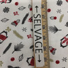 Holiday Penguins in White / Red / Gold / Black | Juvenile Flannel Fabric | 44 Wide | 100% Cotton | By The Yard 153