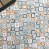 Mini Block Print in Muted Seafoam /Gray and Orange  | Kashmir Kaleidoscope | P&B Textiles |Quilting Fabric | 100% Cotton | 44 wide | By the Yard 3928