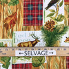 Fall Retreat | Maine Wildlife | Deer | Owl | Fox | Stamps |  Quilting Fabric | 100% Cotton | 44 wide | By the Yard 5288