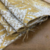 Leaf Fronds and Decorative Blocks in Gold / Beige / Off White | Upholstery & Heavy Curtain Fabric | 54 wide | By The Yard