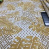 Leaf Fronds and Decorative Blocks in Gold / Beige / Off White | Upholstery & Heavy Curtain Fabric | 54 wide | By The Yard
