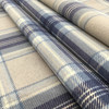 Tartan Plaid Velvet Fabric | Blue and Grey | Heavyweight Upholstery | Microfiber Velvet | 54 wide | By The Yard