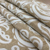 Coba in Taupe | Upholstery & Heavy Curtain Fabric | Swirling Paisley Jacquard in Off White and Beige | 54 wide | By The Yard