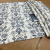 Grand Palace in Indigo |  Upholstery & Heavy Curtain Fabric | Jacquard Floral in Blue / Cream / Taupe | 54 wide | By The Yard