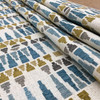 Tango in Teal | Upholstery & Heavy Curtain Fabric | Southwest Geometric in Teal Blue / Gold / Grey | 54 wide | By The Yard