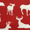 Red and White Deer Silhouette | Home Decor Fabric | Premier Prints Cotton | 54" Wide | By the Yard