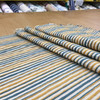 Horizontal Chenille Stripes in Off White, Gold, and Teal | Upholstery / Slipcover Fabric | 54" Wide | By the Yard