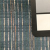 Blue with Pink and White Streaks | Low-pile Chenille Microfiber Fabric  | Rubber-backed Heavy Duty Upholstery | 54" Wide | By the Yard
