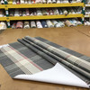 Plaid in Grey, Off White and Red |  Woven Textured | Finished Blackout Curtain Lining | Drapery Fabric | 54" Wide | By the Yard