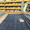 Blue with Geo Design in Brown, Blue, and Pink  | Low-pile Chenille Microfiber Fabric  | Rubber-backed Heavy Duty Upholstery | 54" Wide | By the Yard