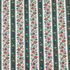 Vintage Floral Stripe Fabric in Green / Red / Blue / Off White | Upholstery / Curtains | 54" Wide | By the Yard