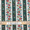 Vintage Floral Stripe Fabric in Green / Red / Blue / Off White | Upholstery / Curtains | 54" Wide | By the Yard