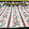 English Floral Stripe Fabric in Red / Off White / Green | Upholstery / Curtains | 54" Wide | By the Yard