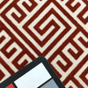 Greek Key Maze Cut Velvet Fabric in Red | Heavyweight Upholstery | 54" Wide | By the Yard