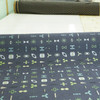 2.75 Yard Piece of Navy Blue Teal Green Embroidered Symbols Upholstery Fabric By The Yard 54"W