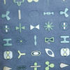 2.75 Yard Piece of Navy Blue Teal Green Embroidered Symbols Upholstery Fabric By The Yard 54"W