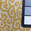 Scrollwork Design in Yellow and Taupe | Home Decor / Drapery Fabric | Polyester | 54 Wide | By the Yard