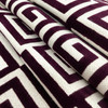 Greek Key Cut Velvet Fabric in Deep Plum | Heavyweight Upholstery | 54" Wide | By the Yard | Amaze in Plum