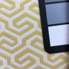 Ming Fret Jacquard Fabric | Yellow / Off White | Heavyweight Upholstery | 54" Wide | By the Yard | Edisto in Honey