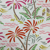 Stamped Palm Tree Fabric | Pink / Green / Red / Brown | Home Decor / Drapery | Linen Like | 54" Wide | By the Yard | Excursion in Dazzle