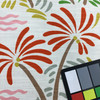 Stamped Palm Tree Fabric | Pink / Green / Red / Brown | Home Decor / Drapery | Linen Like | 54" Wide | By the Yard | Excursion in Dazzle