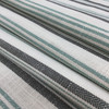 Striped Fabric in Mind Green / Off White / Grey | Upholstery | Heavy Weight | 54" Wide | By the Yard | "Peerless" Slate