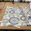 Decorative Circles Fabric | Beige / Brown / Green / Grey | Home Decor / Drapery | 54" Wide | By the Yard | Missoni in Spa