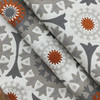 Medallion Jacquard Fabric | Orange / Taupe / Off White / Grey | Heavyweight Upholstery | 54" Wide | By the Yard | Circadia in Quartz