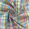 Plaid Canvas Fabric in Blue / Pink / Green / Yellow | Slipcovers / Upholstery | 100 % Cotton | 54" Wide | By the Yard | Sirena in Coral Sea