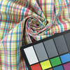 Plaid Canvas Fabric in Blue / Pink / Green / Yellow | Slipcovers / Upholstery | 100 % Cotton | 54" Wide | By the Yard | Sirena in Coral Sea