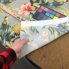 Tropical Floral with Birds in Taupe / Green / Red | OUTDOOR Home Decor Fabric | Upholstery / Cushions | Water Friendly | 54" Wide | By the Yard | Beach Bounty in Tangelo