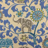 Elephants and Medallions in Blue / Off White / Grey | OUTDOOR Home Decor Fabric | Upholstery | 54" Wide | By the Yard |