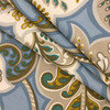 Deco Leaves Home Decor Fabric | Bronze Glitter / Brown / Jade / Blue  | Upholstery / Drapery | 54" Wide | By the Yard | HGTV Home "Deco Drama" Topaz