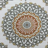 Decorative Medallion Jacquard Fabric | Orange / Grey / Gold / Off White | Heavyweight Upholstery | 54" Wide | By the Yard | Brianne in Marmalade