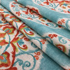 Medallion Design Fabric in Sky Blue / Orange / White | Home Decor / Drapery | Linen Like | 54" Wide | By the Yard | Mirage Medallion in Capri