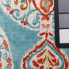 Medallion Design Fabric in Sky Blue / Orange / White | Home Decor / Drapery | Linen Like | 54" Wide | By the Yard | Mirage Medallion in Capri