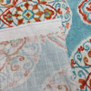Medallion Design Fabric in Sky Blue / Orange / White | Home Decor / Drapery | Linen Like | 54" Wide | By the Yard | Mirage Medallion in Capri