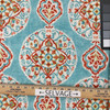 Medallion Design Fabric in Sky Blue / Orange / White | Home Decor / Drapery | Linen Like | 54" Wide | By the Yard | Mirage Medallion in Capri