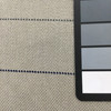 Rustic Basket Weave Fabric | Taupe with Stripes in Navy, Grey, and White | Heavyweight Upholsery | 54" Wide | By the Yard