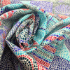 Nautical Mosaic Printed Fabric in Blue / Magenta / Ocean Green / White  | Upholstery / Curtains | 54" Wide | By the Yard