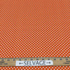 Spot on | White  Mini Polka Dot on Orange | Quilting Fabric | 100% Cotton | 44 Wide | By The Yard