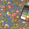 Windsor Rose On Medium Blue  | Red | Pink | Yellow  | Green | Deborah Corsini | Quilting Fabric | 100% Cotton | 44 Wide | By The Yard