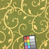Green and Tan Scrollwork Fabric | Indoor / Outdoor | Upholstery / Drapery | 54 Wide | By the Yard
