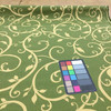 Green and Tan Scrollwork Fabric | Indoor / Outdoor | Upholstery / Drapery | 54 Wide | By the Yard