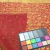 Floral Fabric in Red and Gold | Drapery / Upholstery / Apparel | Polyester | 60 Wide | By the Yard