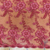 Cranberry Sequined Mesh Lace Fabric | Floral Motif | Special Occaison | Clothing and Apparel | 45 inch Wide | Sold By the Yard