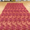 Cranberry Sequined Mesh Lace Fabric | Floral Motif | Special Occaison | Clothing and Apparel | 45 inch Wide | Sold By the Yard
