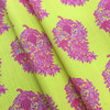 Floral Fabric in Chartreuse / Fuschia Pink / Lavender | Linen Like | Upholstery / Drapery | 54" Wide | By the Yard | Lacefield "Agra" Chartreuse