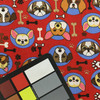 Woofy | Dog Faces on Red | Novelty | Quilting Fabric | 100% Cotton | 44 Wide | By The Yard