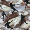 Baseball Silhouette in Black / Brown / White / Grey | Quilting Fabric | 44" Wide | 100% Cotton | By The Yard | Fabri-Quilt "Allstars"